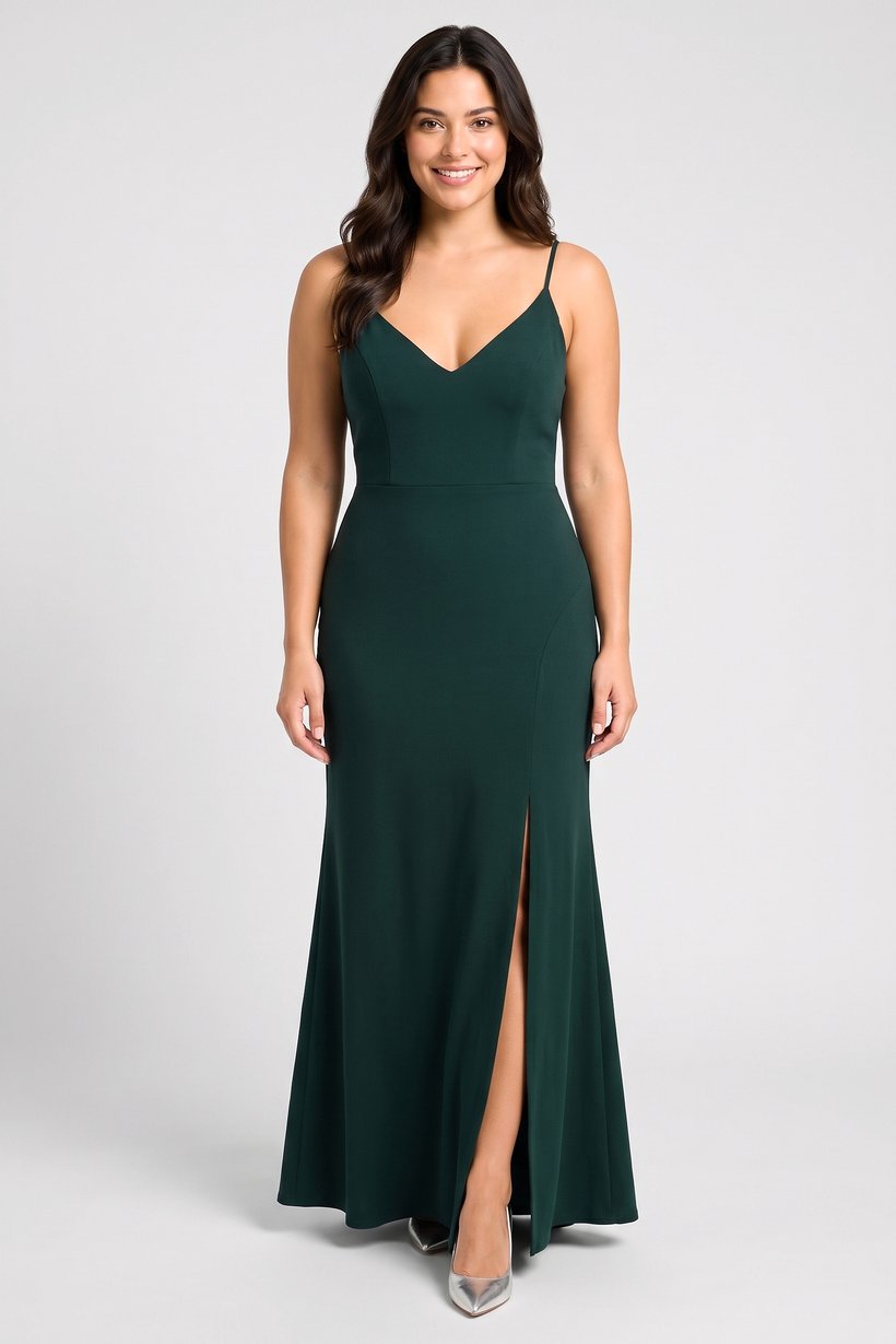 Women Solid Maxi Dress, Dark Green