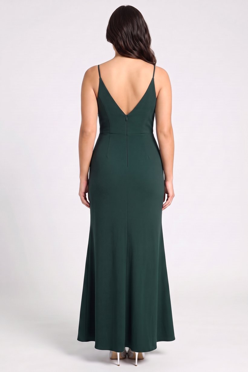 Women Solid Maxi Dress, Dark Green