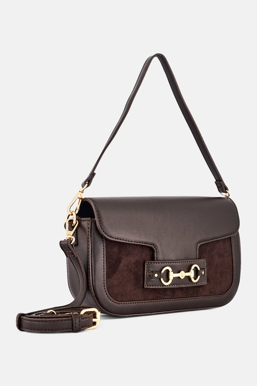 Women Solid Cross Body Bag, Brown