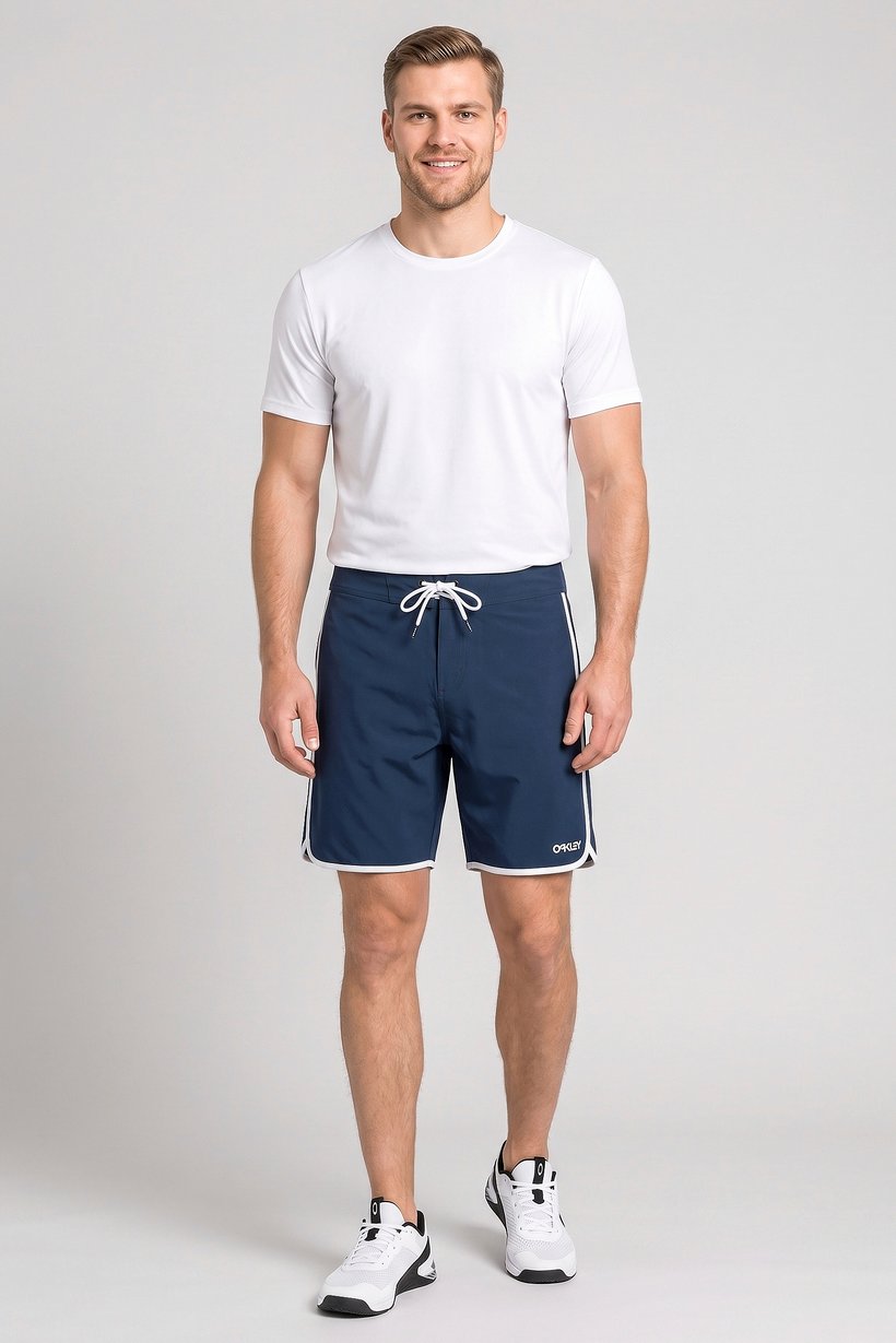 Men Performance Fit Brand Logo 19 Inseam Outdoor Shorts, Navy
