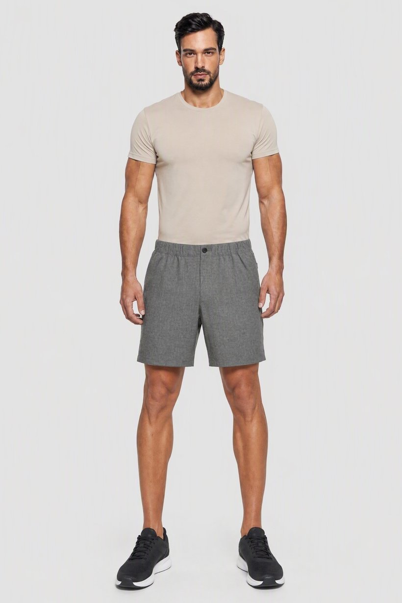 Men regular Fit Micro Stripe Outdoor Shorts, Heather Grey