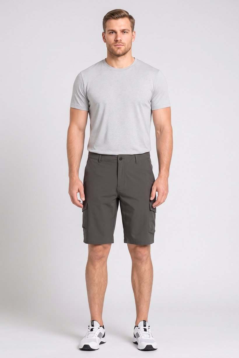 Men Regular Fit Outdoor Cargo Shorts, Grey