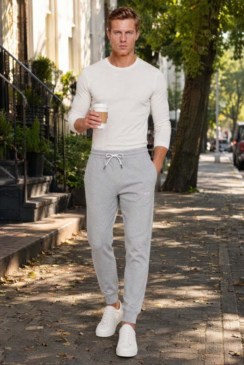 Men Regular Fit Embroidered Logo Sweatpants, Heather Grey