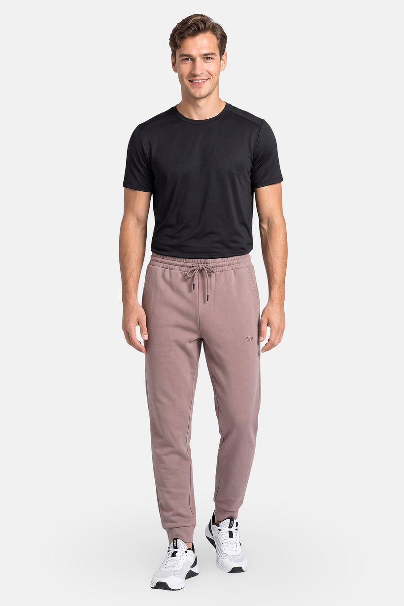 Men Regular Fit Brand Logo Outdoor Sweatpants, Night Pink
