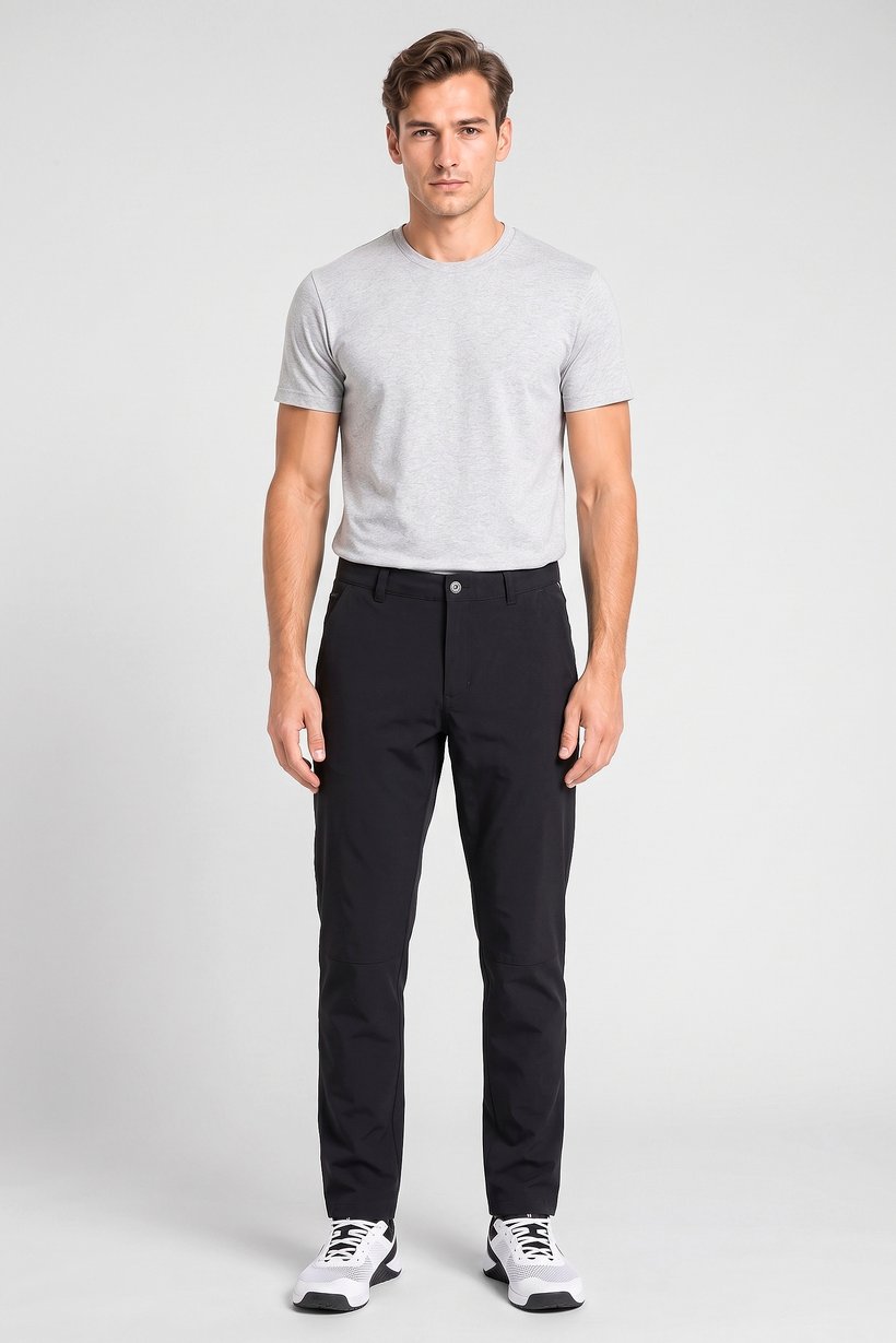 Men Regular Fit Solid Outdoor Track Pants, Black
