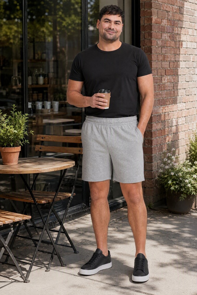 Men Regular Fit Embroidered Logo Shorts, Heather Grey