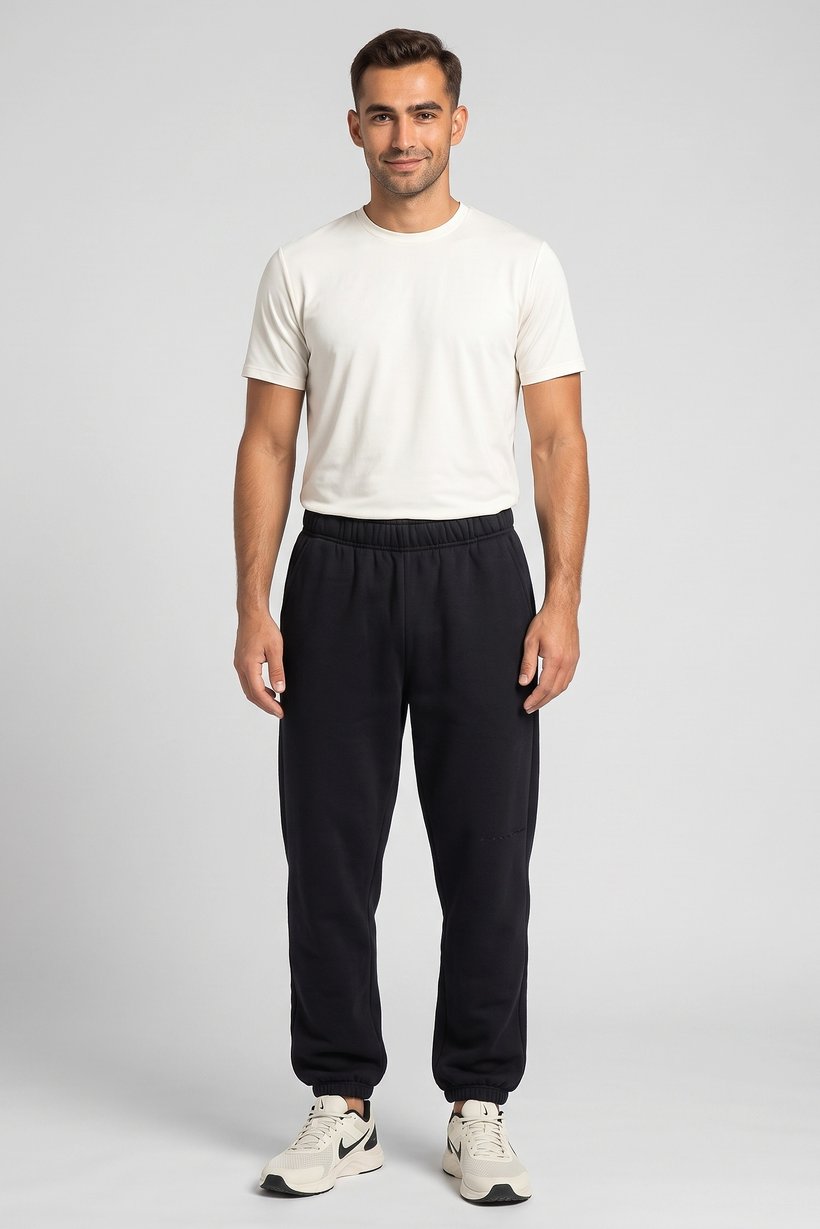 Men Relaxed Fit Outdoor Sweatpants, Black