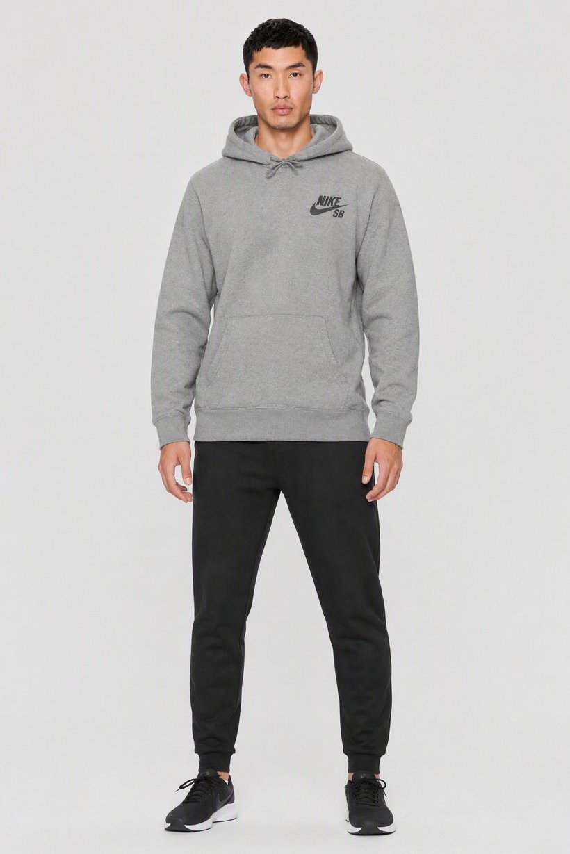 Men Sportswear Fit Long Sleeve Outdoor Hoodie, Grey