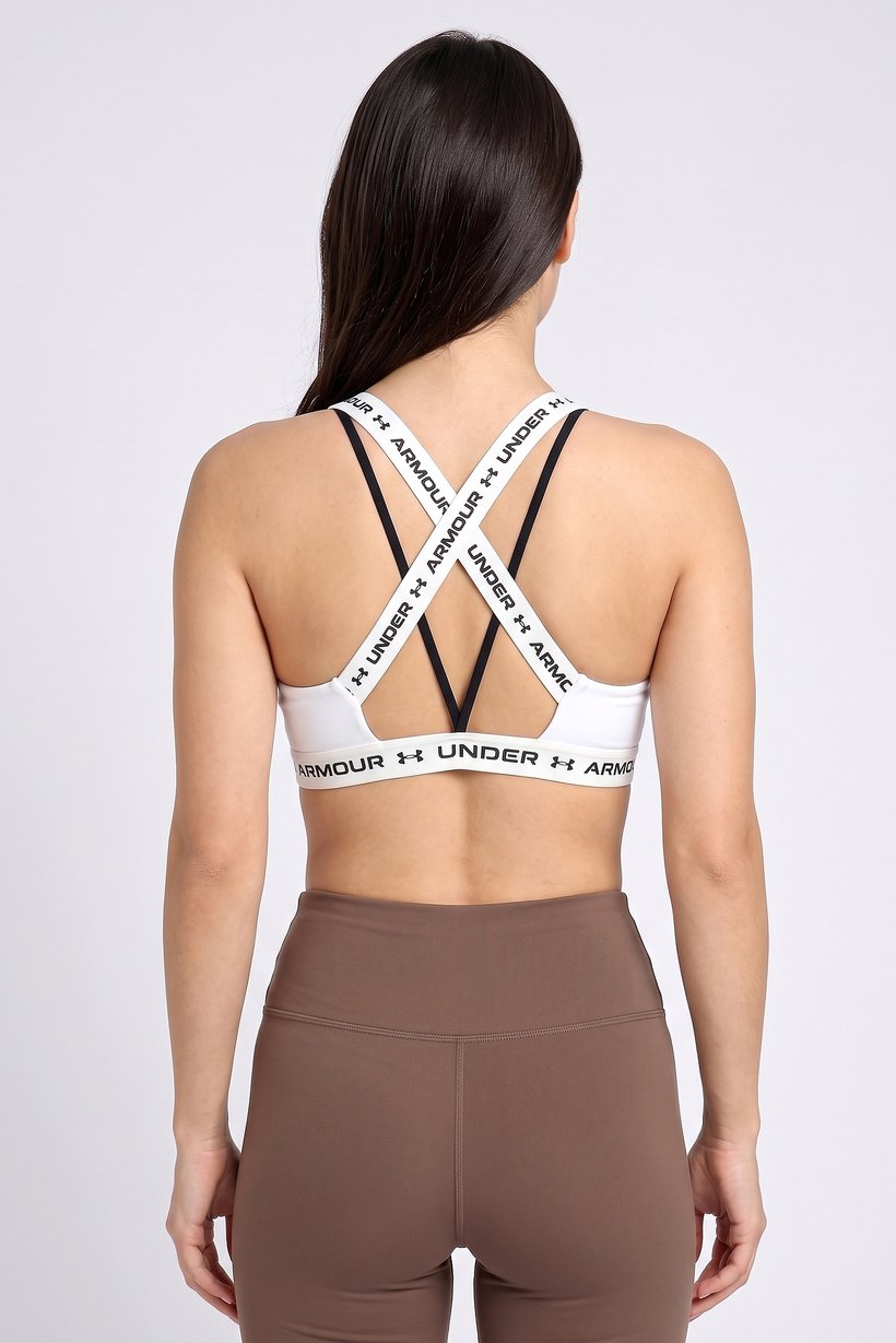 Women Brand Logo Padded Training Sports Bra, White