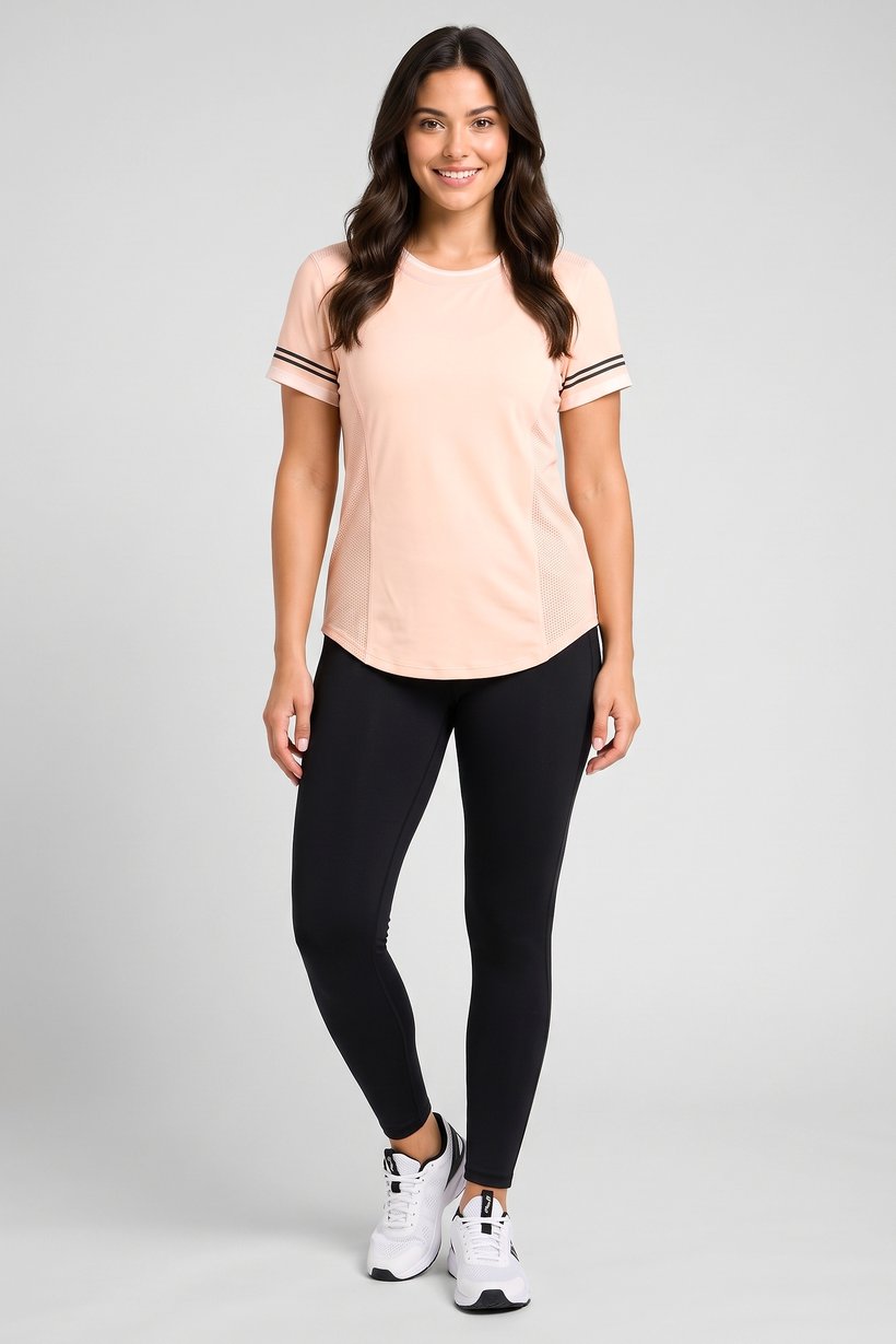 Women Sportswear Fit Short Sleeve Training T-Shirt, Peach