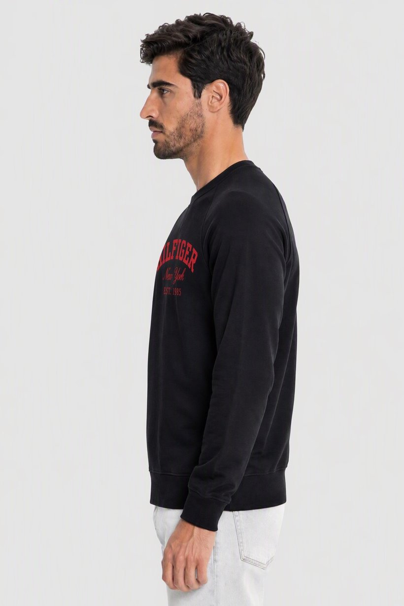 Men Crew Neck Brand Logo Long Sleeve Sweatshirt, Navy