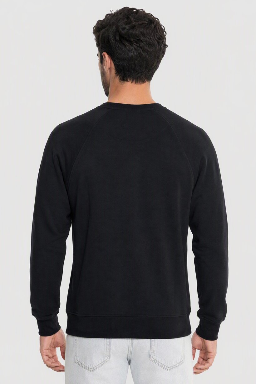 Men Crew Neck Brand Logo Long Sleeve Sweatshirt, Navy