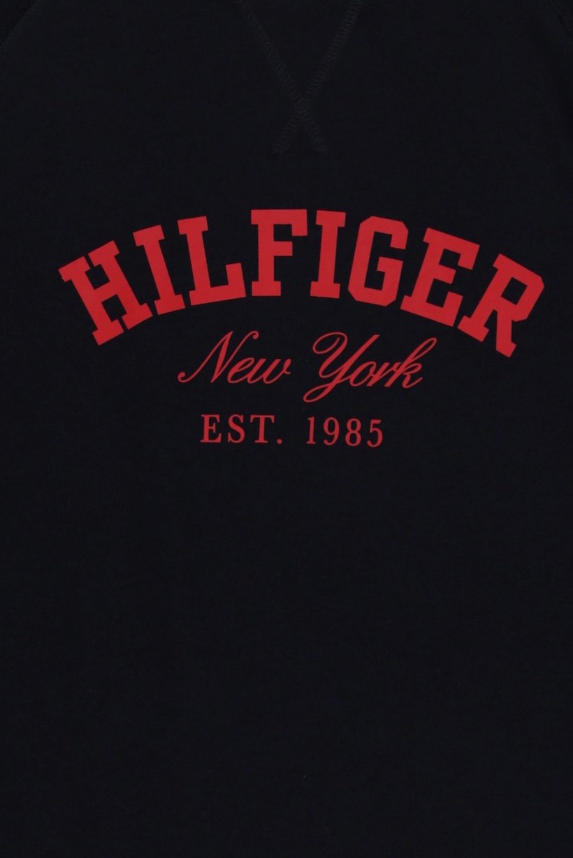 Men Crew Neck Brand Logo Long Sleeve Sweatshirt, Navy
