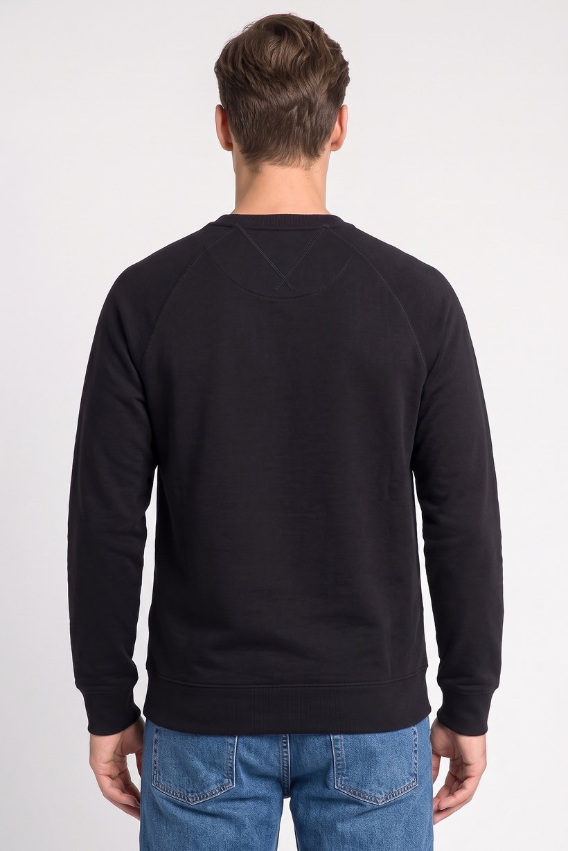 Men Crew Neck Graphic Print Long Sleeve Sweatshirt, Navy