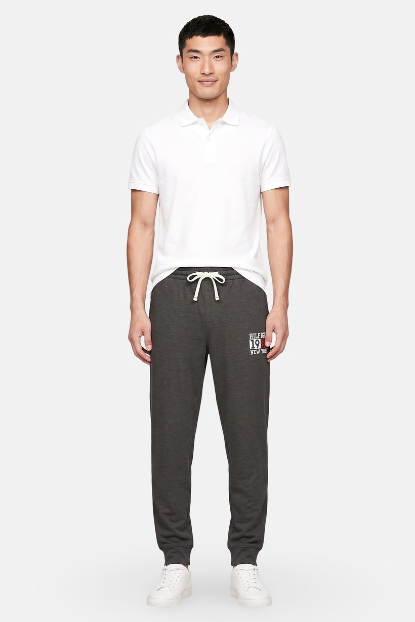 Men Regular Fit Brand Logo Jogger Pants, Dark Grey