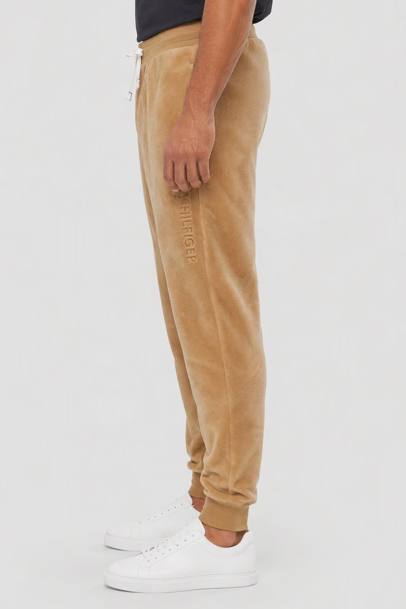 Men Regular Fit Embroidered Logo Jogger Pants, Tan