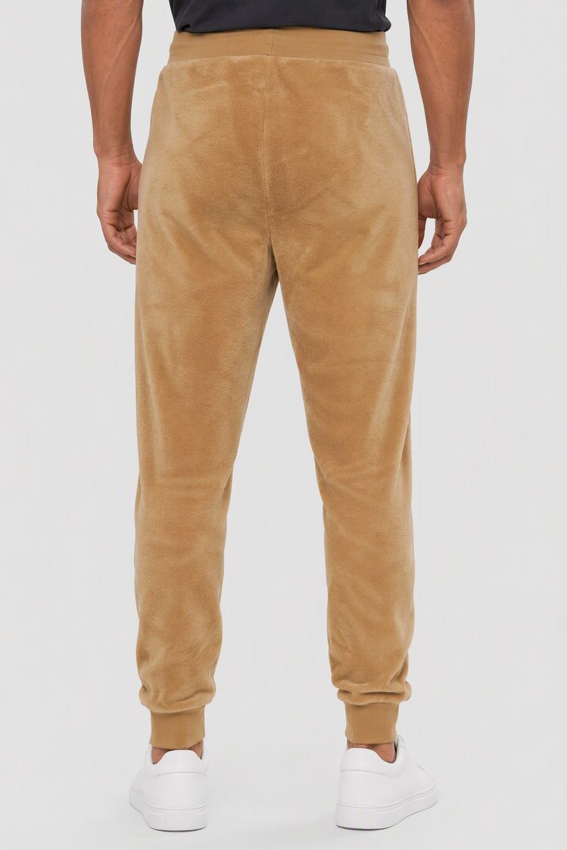 Men Regular Fit Embroidered Logo Jogger Pants, Tan
