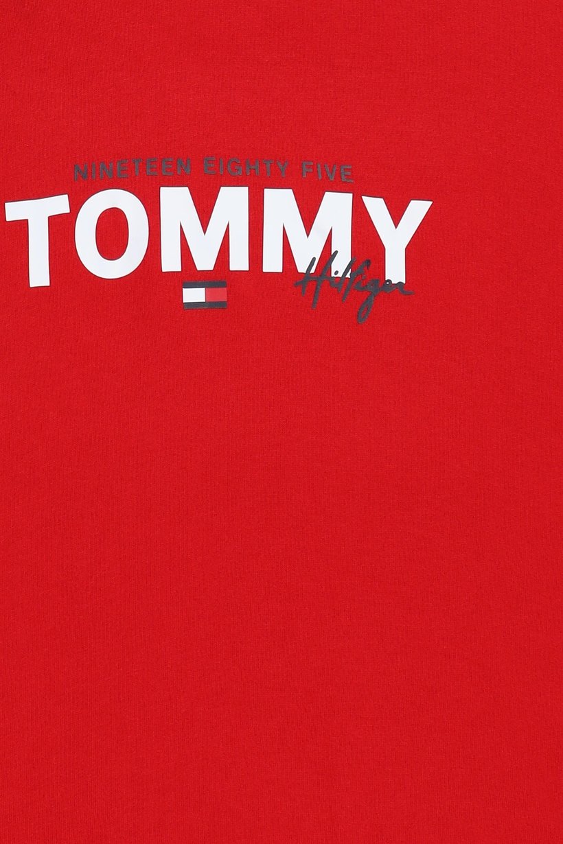 Men Brand Logo Long Sleeve Hoodie, Red