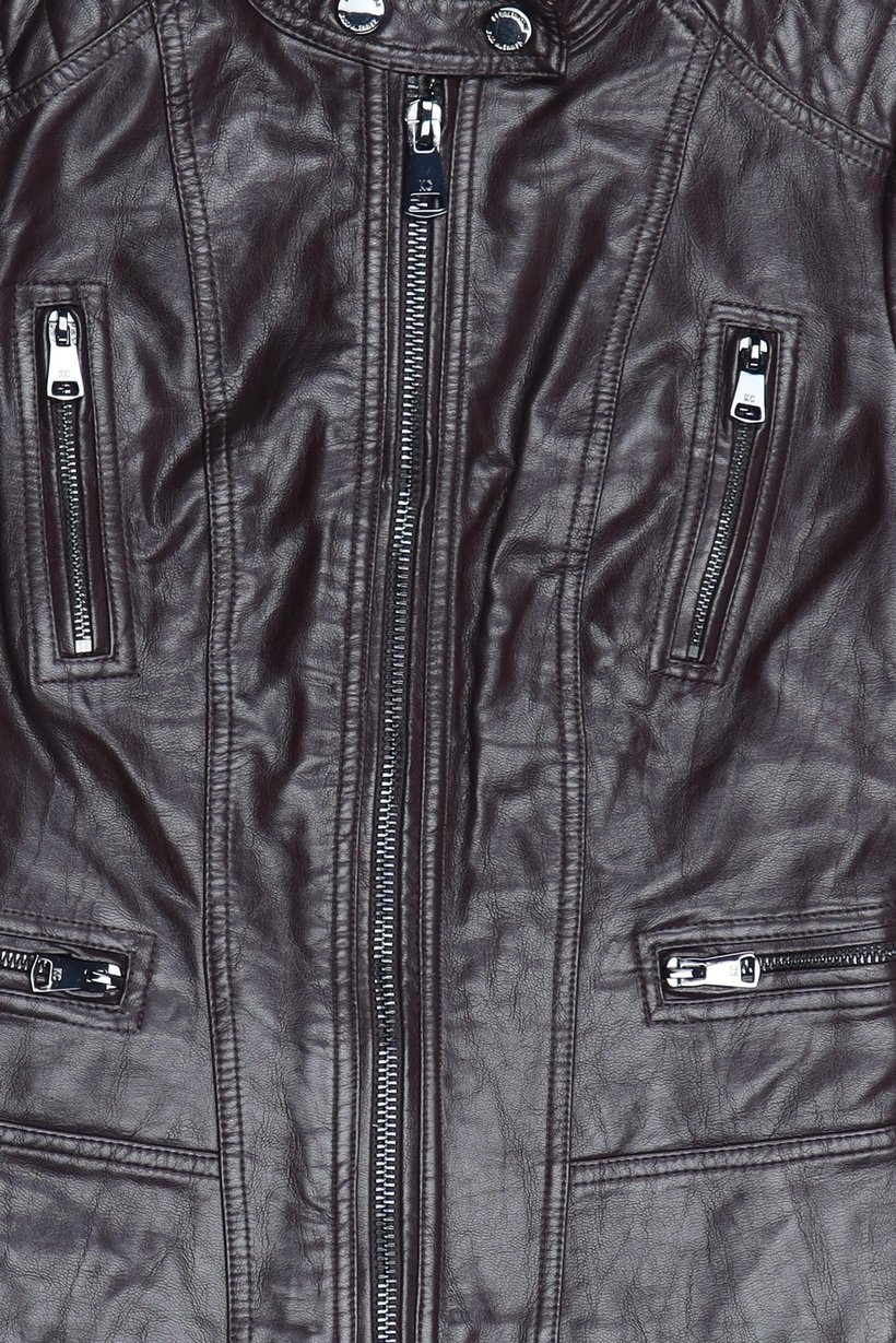 Women Solid Motorcycle Jacket, Chocolate Brown