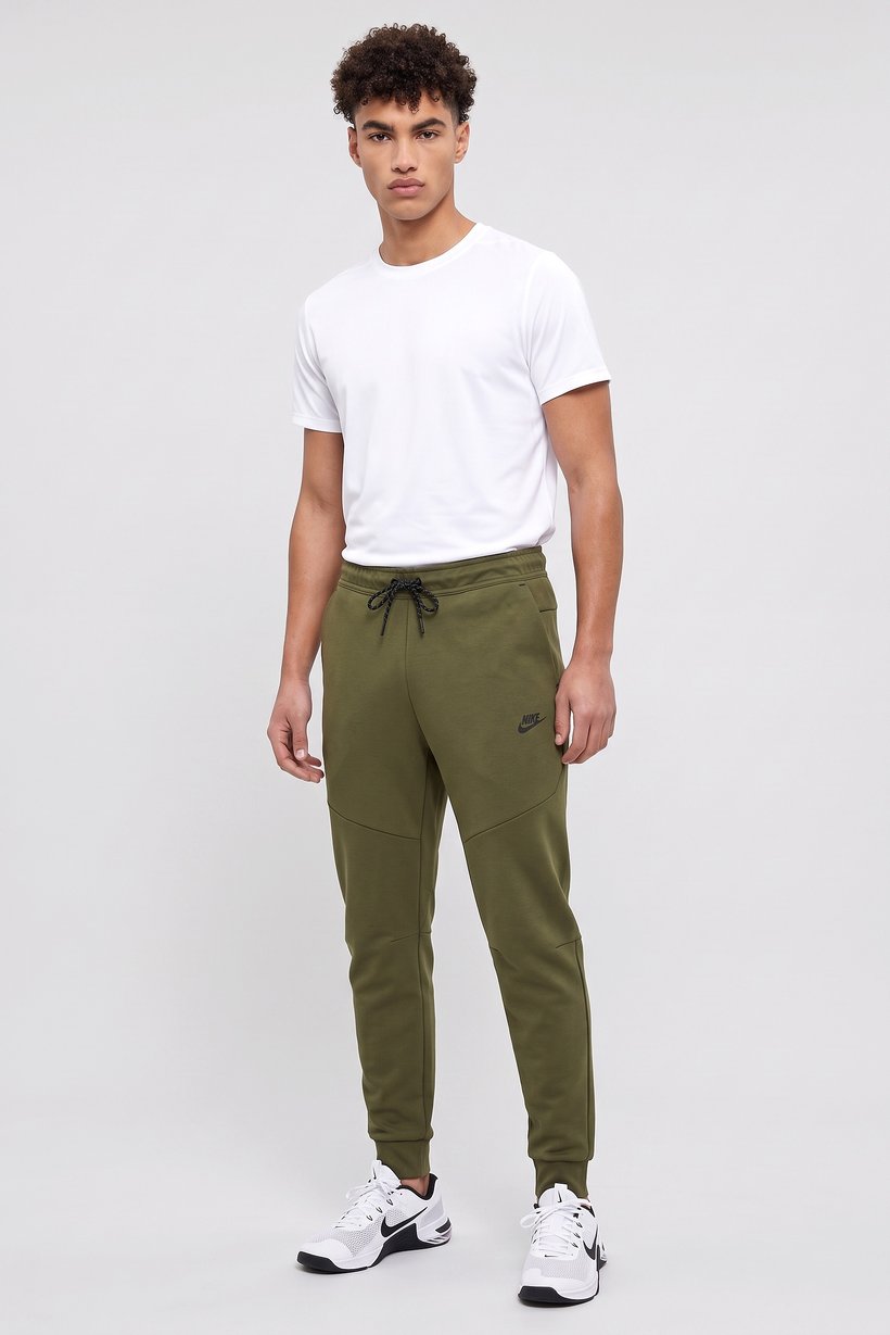 Men Slim Fit Brand Logo Outdoor Sweatpants, Olive