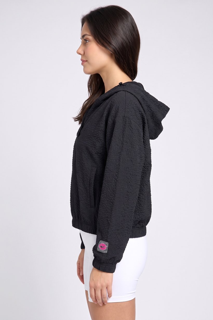 Women Oversized Fit Long Sleeve Running Hoodie, Black