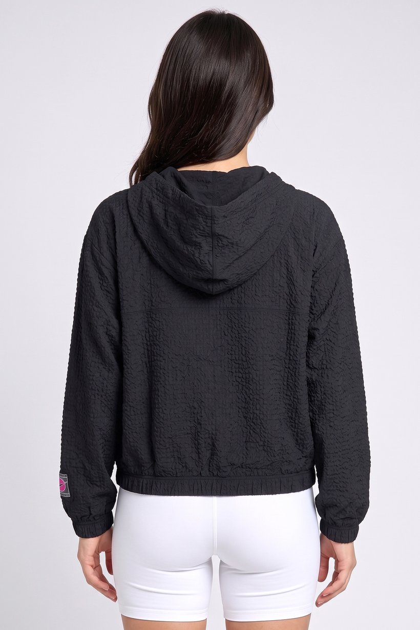 Women Oversized Fit Long Sleeve Running Hoodie, Black