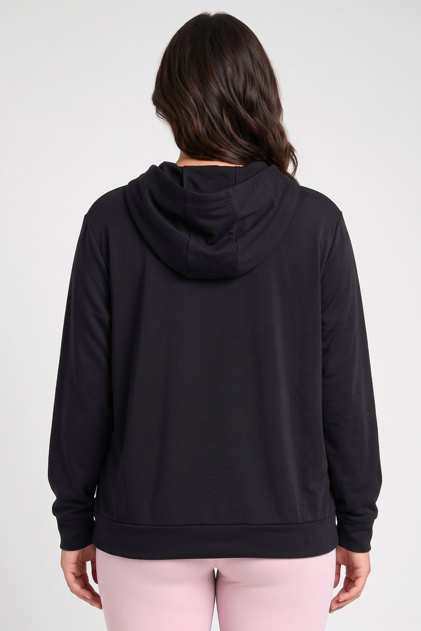 Women Plus Size Long Sleeve Outdoor Hoodie, Black