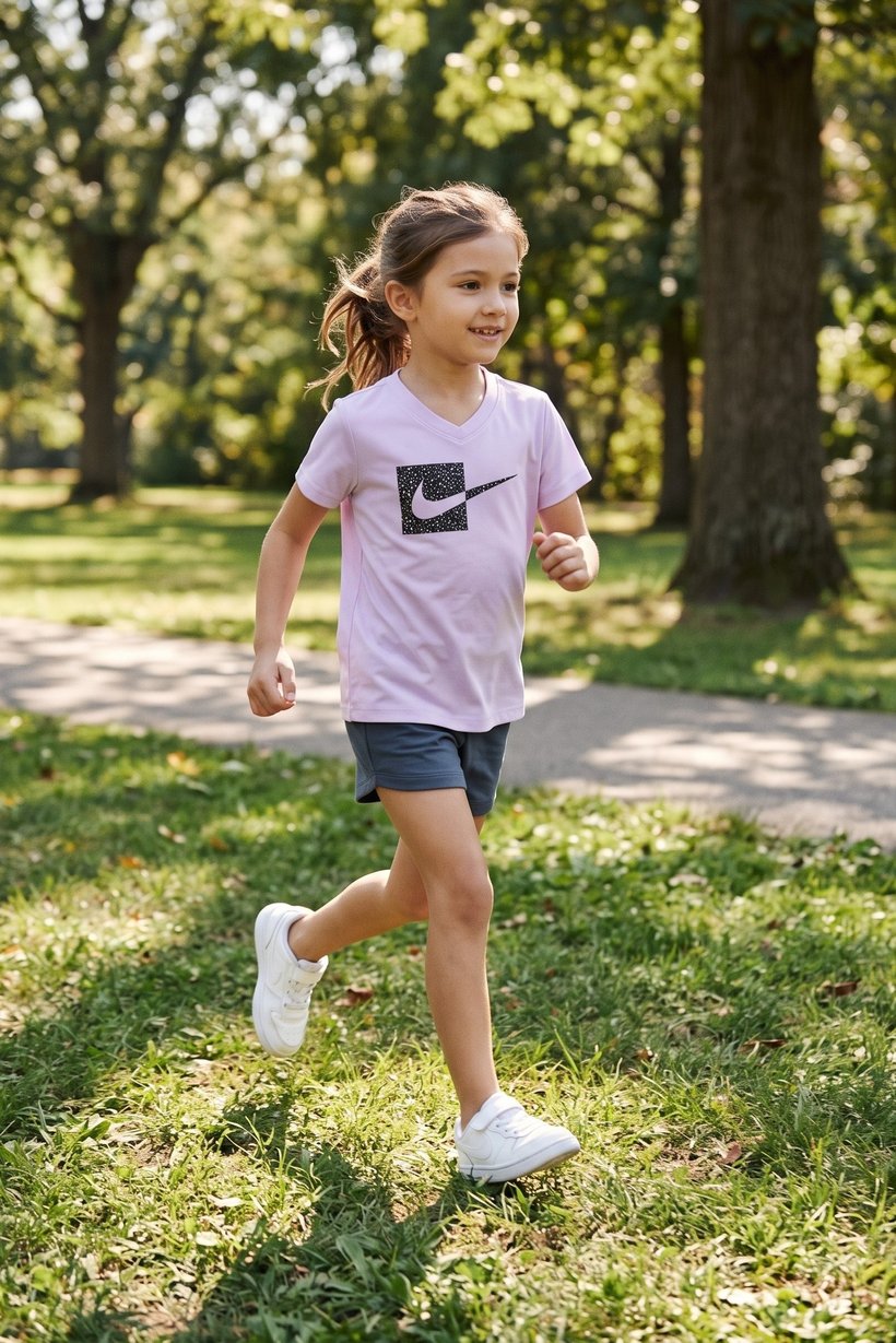Kids Girl Sportswear Fit Short Sleeve Outdoor Top, Lavender