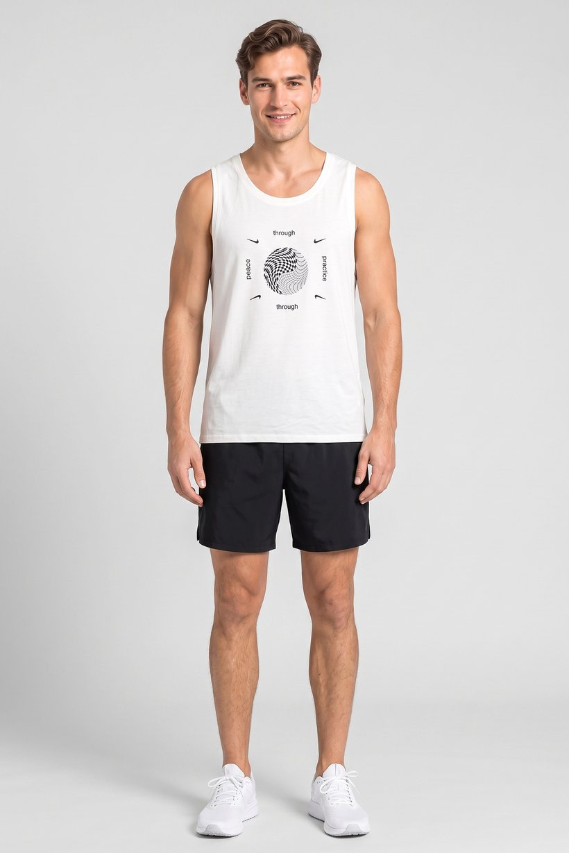 Men Sportswear Fit Sleeveless Outdoor Vest, Off White