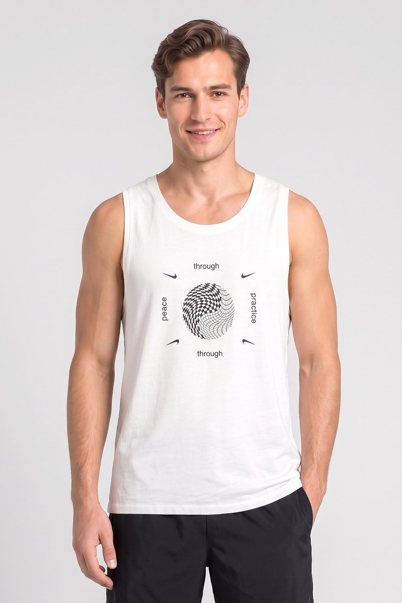 Men Sportswear Fit Sleeveless Outdoor Vest, Off White