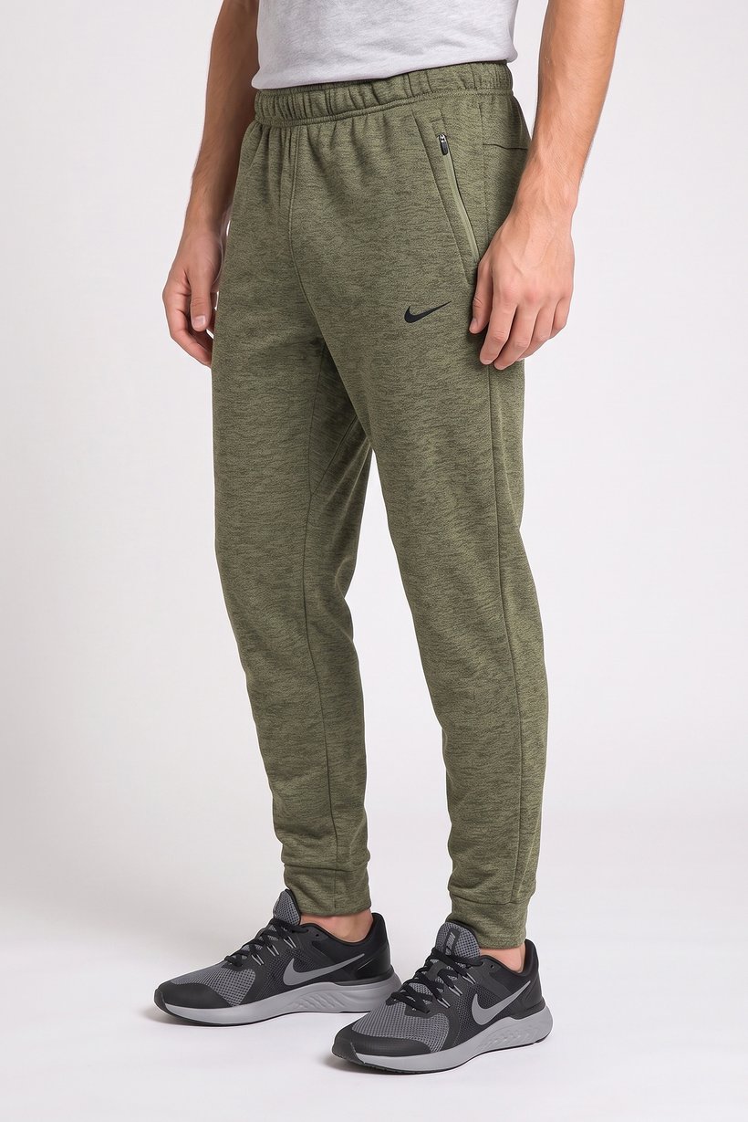 Men Therma Fit Embroidered Logo Training Sweatpants, Heather Olive