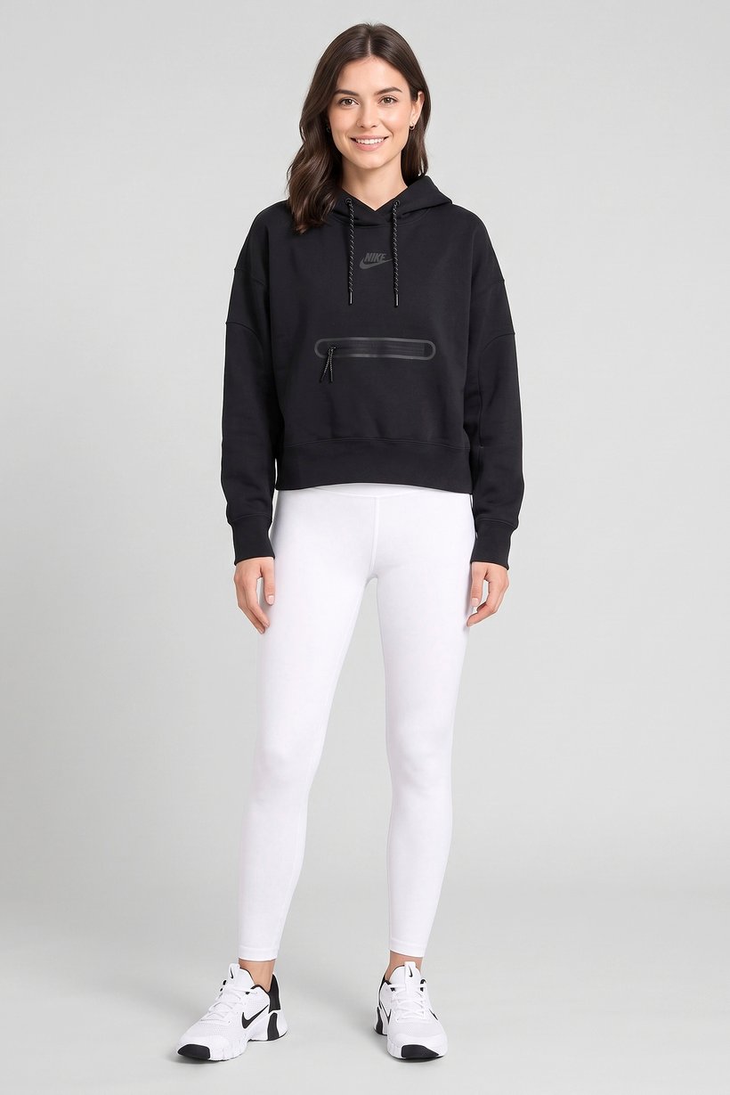 Women Oversized Fit Long Sleeve Outdoor Hoodie, Black