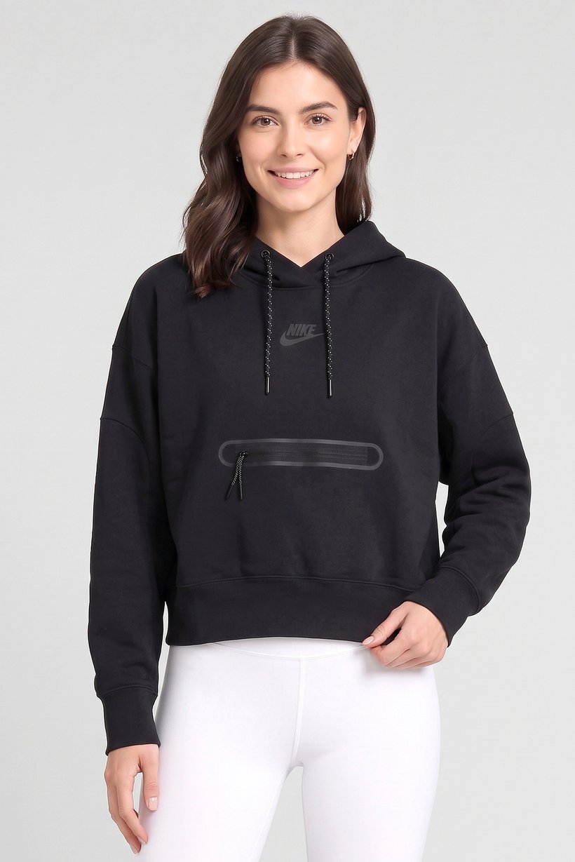 Women Oversized Fit Long Sleeve Outdoor Hoodie, Black