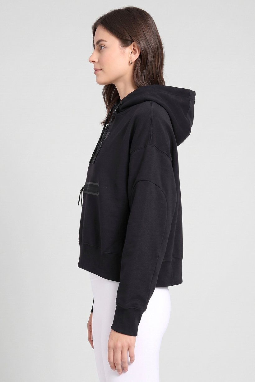 Women Oversized Fit Long Sleeve Outdoor Hoodie, Black