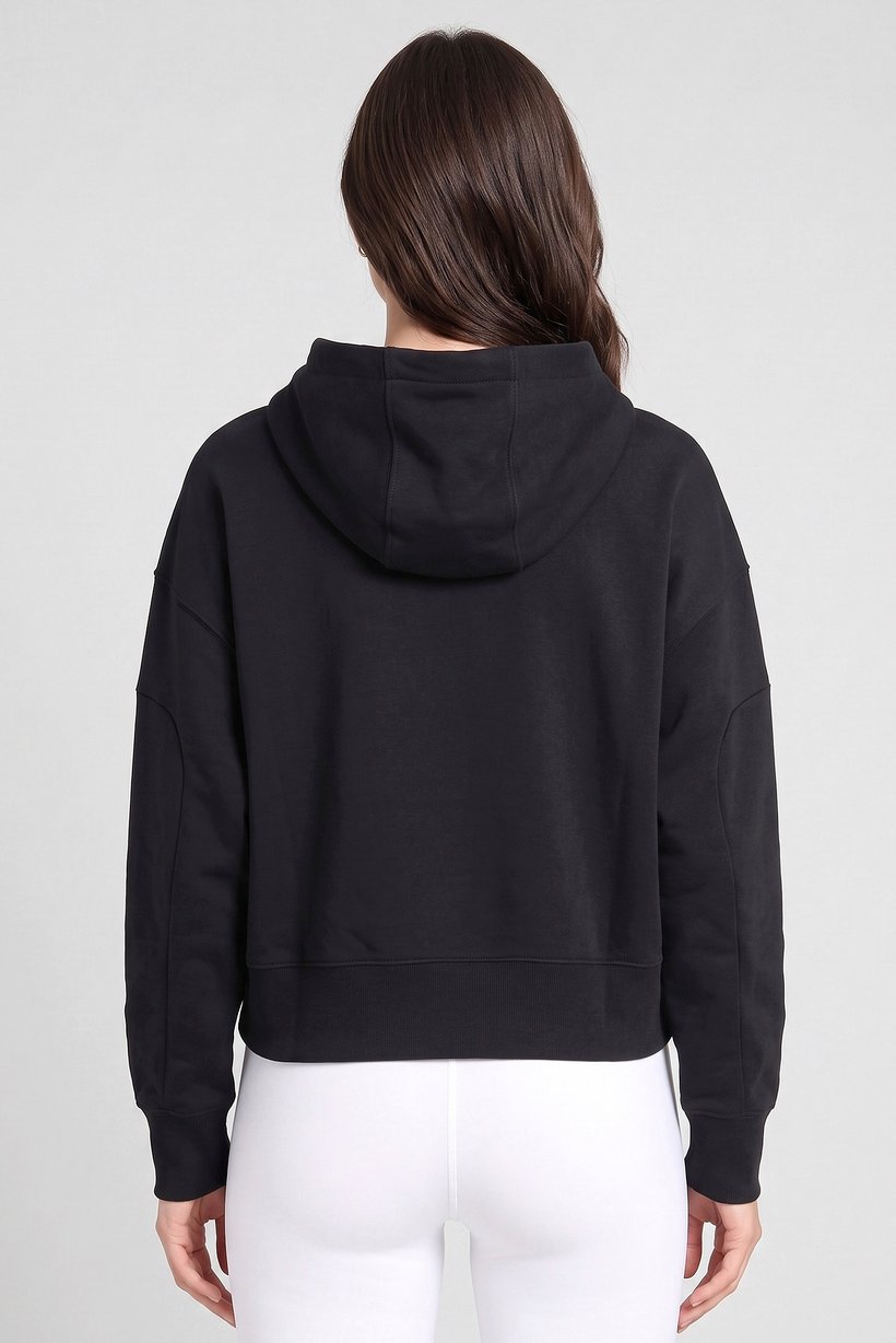 Women Oversized Fit Long Sleeve Outdoor Hoodie, Black