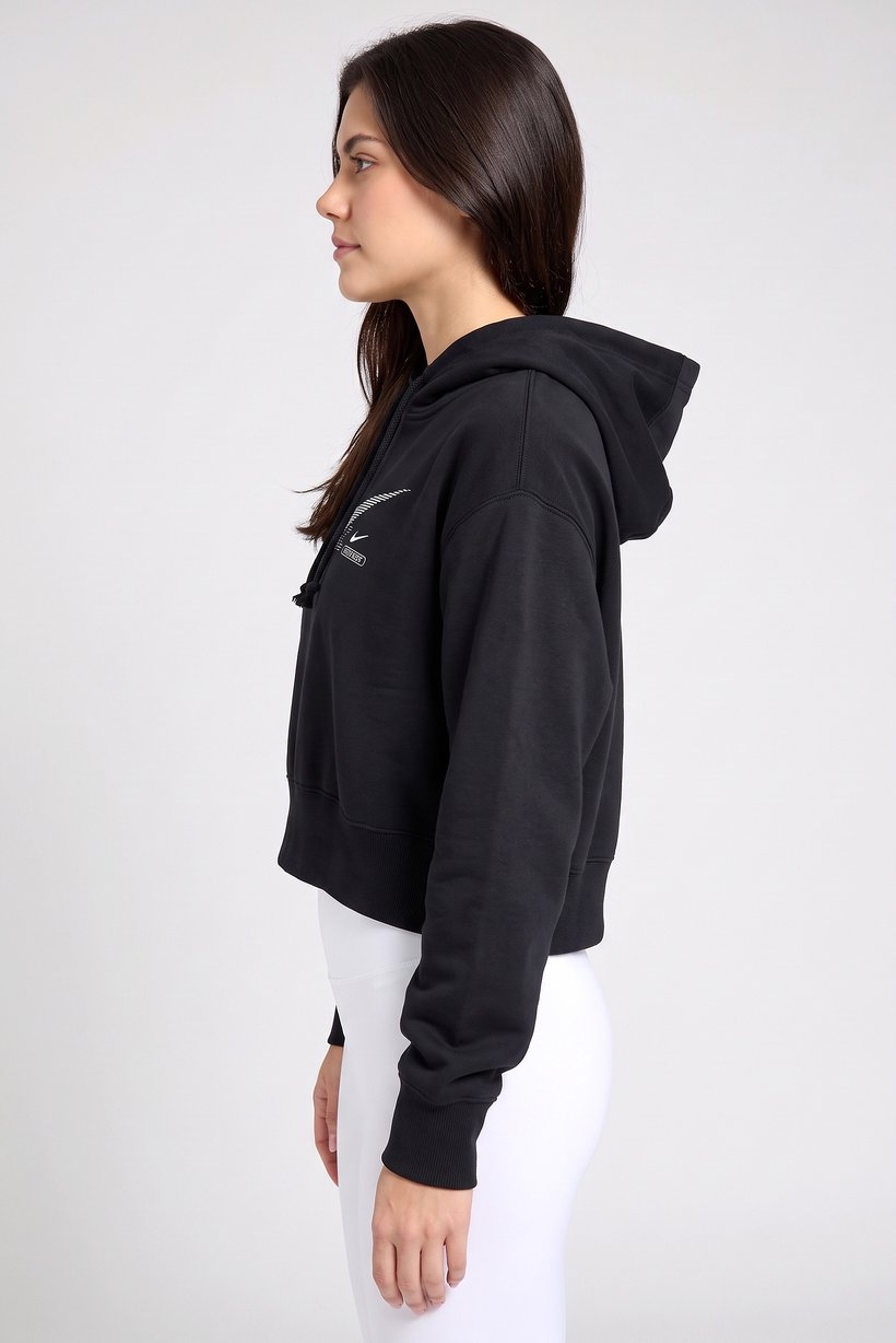 Women Sportswear Fit Brand Logo Outdoor Hoodie, Black