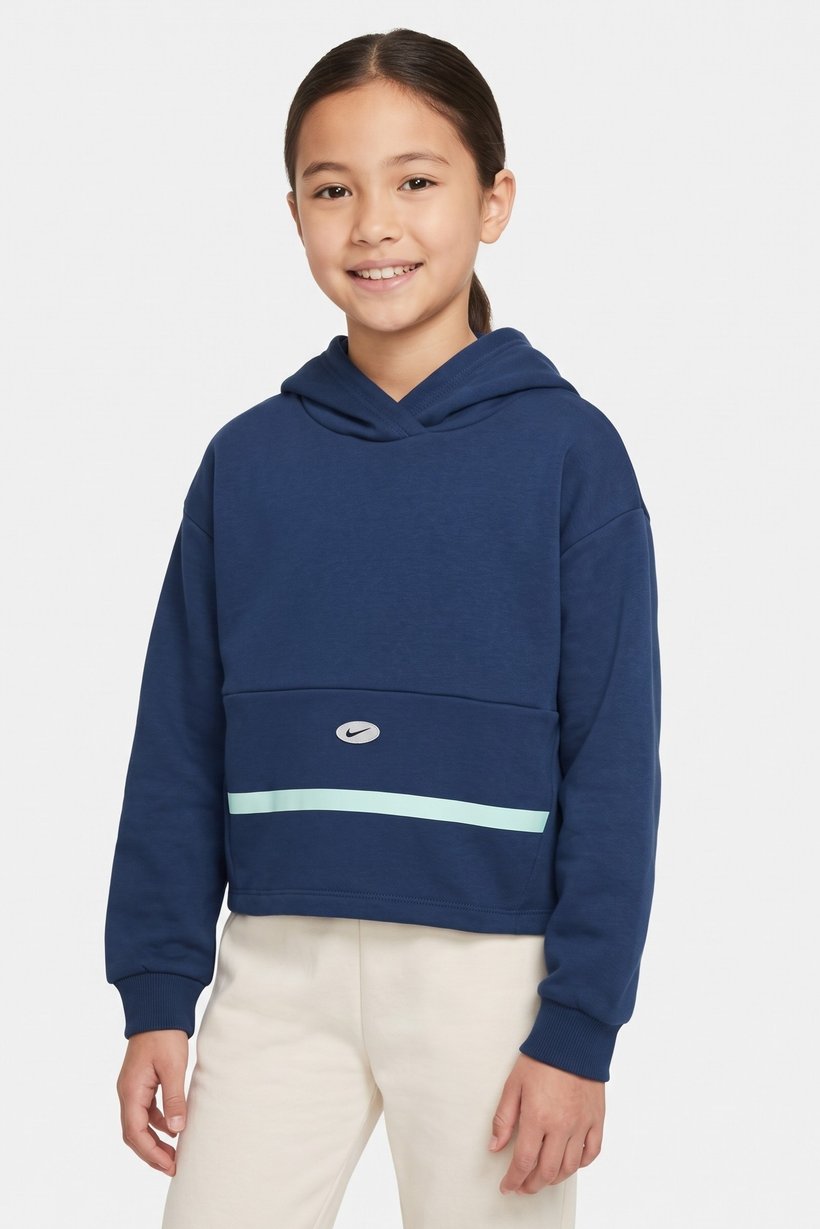 Kids Girl Oversized Fit Long Sleeve Outdoor Hoodie, Teal Blue
