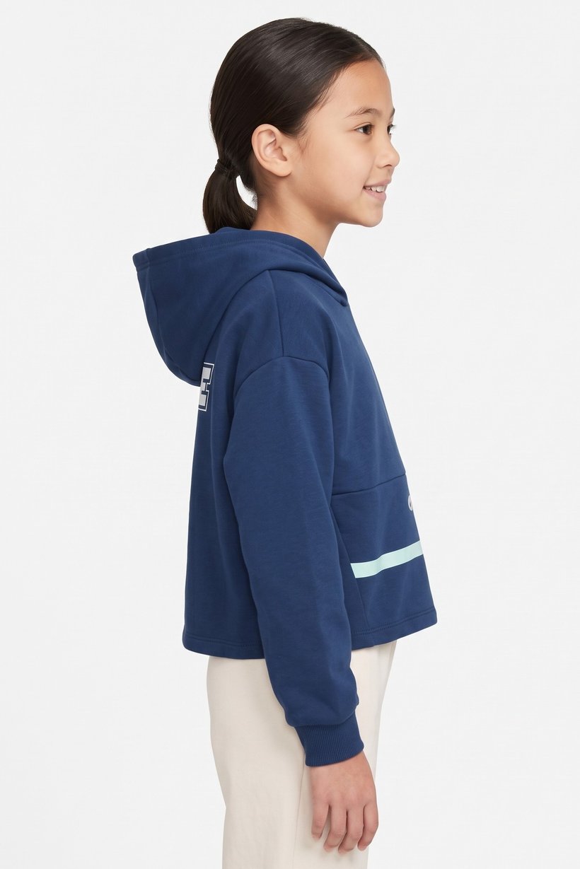 Kids Girl Oversized Fit Long Sleeve Outdoor Hoodie, Teal Blue