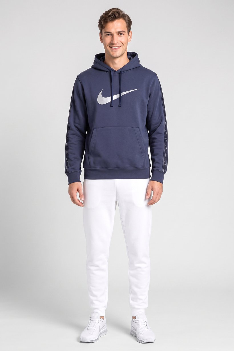 Men Sportswear Fit Long Sleeve Outdoor Hoodie, Slate Blue