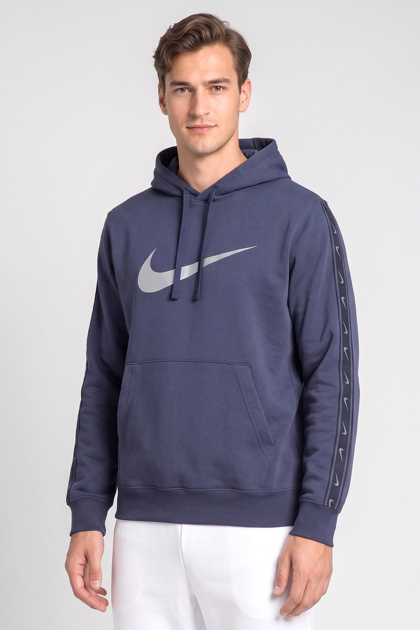 Men Sportswear Fit Long Sleeve Outdoor Hoodie, Slate Blue