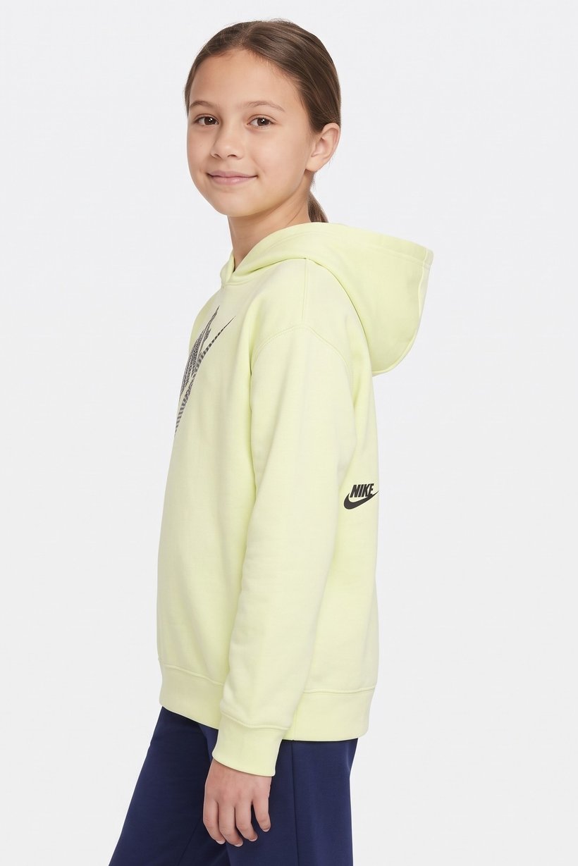 Kids Girl Oversized Fit Outdoor Hoodie, Lime Green