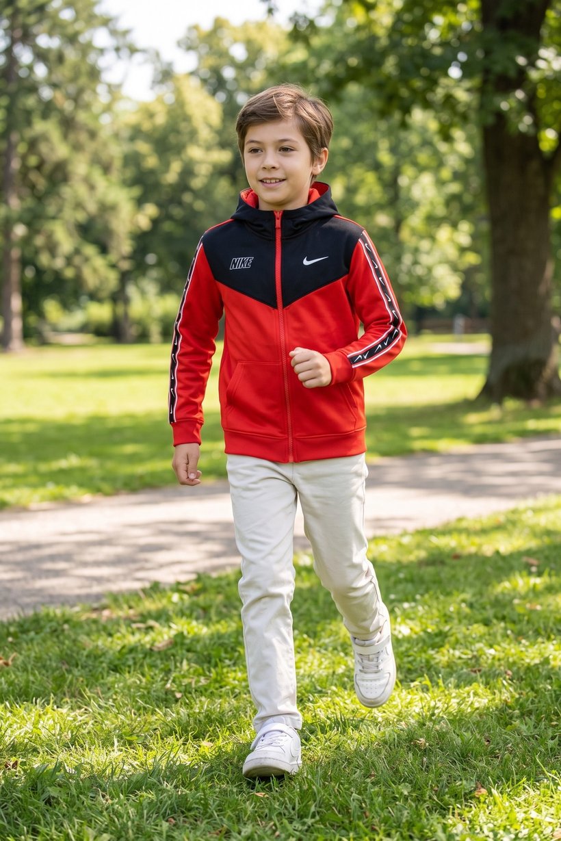 Kids Boy Sportswear Fit Long Sleeve Training Hoodie, Red