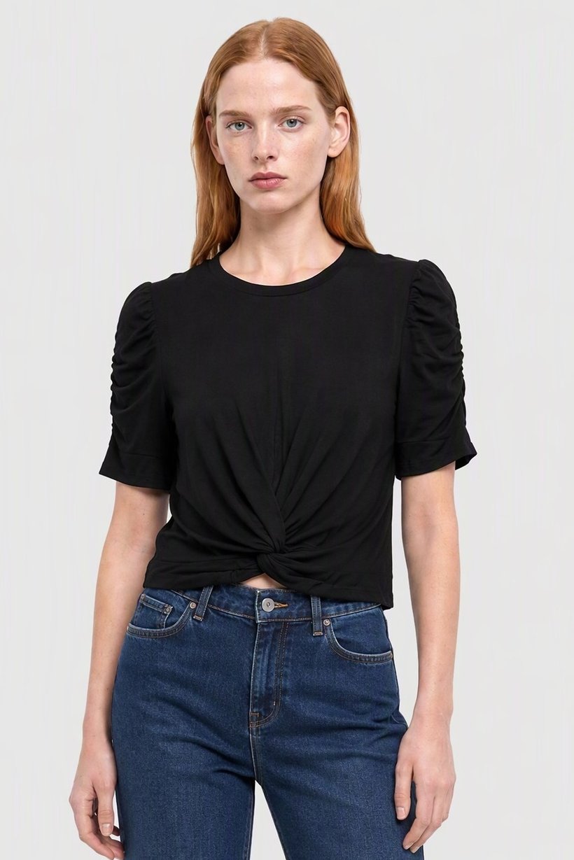 Women Crew Neck Plain Sleeveless Tank Top, Black