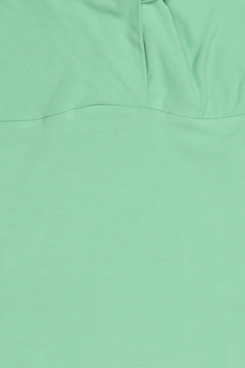 Women V Neck Plain Short Sleeve Top, Light Green