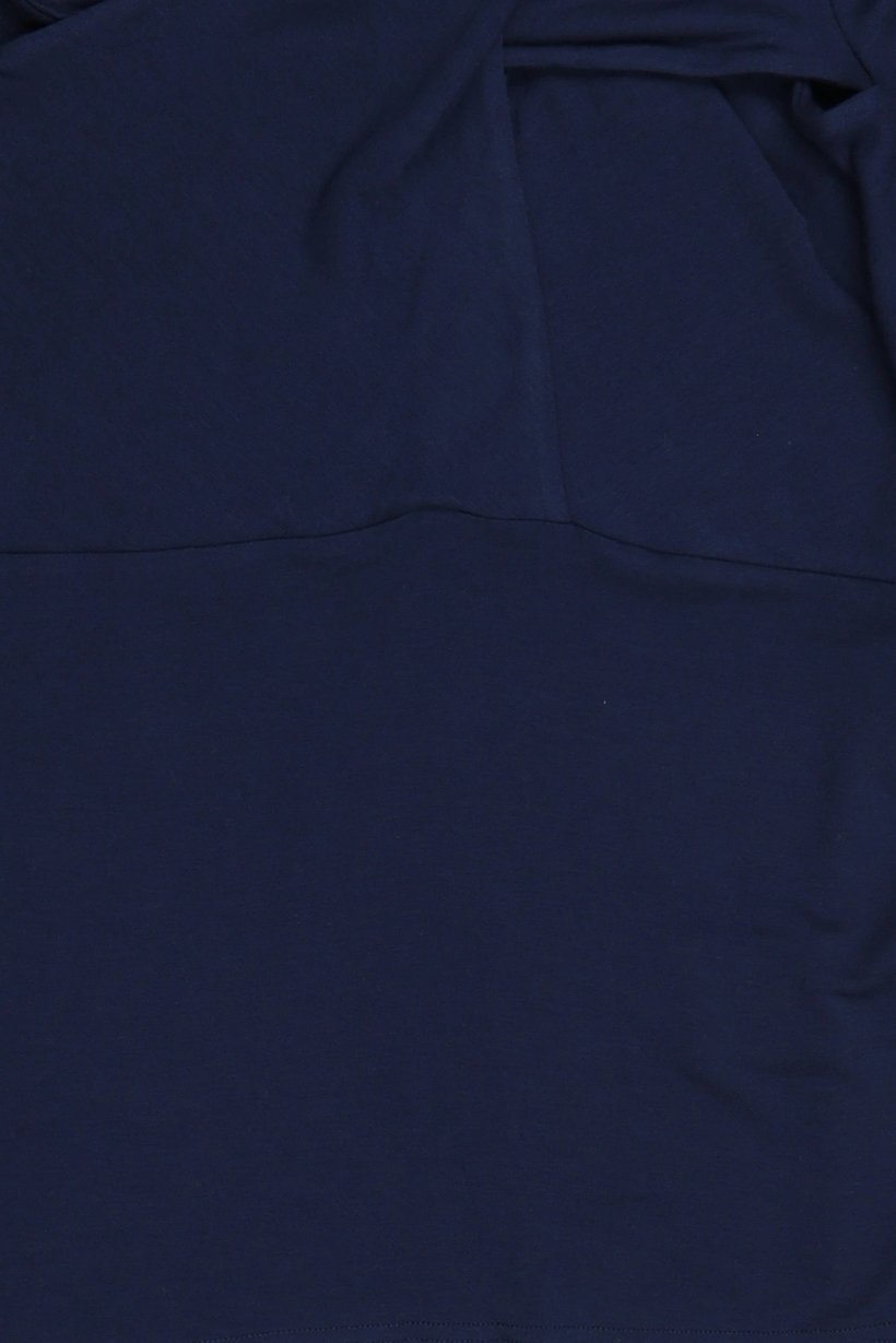 Women Twist Neck Plain Short Sleeve Top, Navy