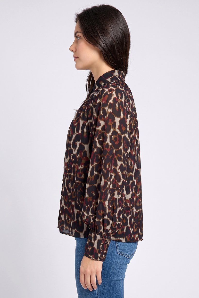 Women Mock Neck Allover Print Long Sleeve Top, Multicolor