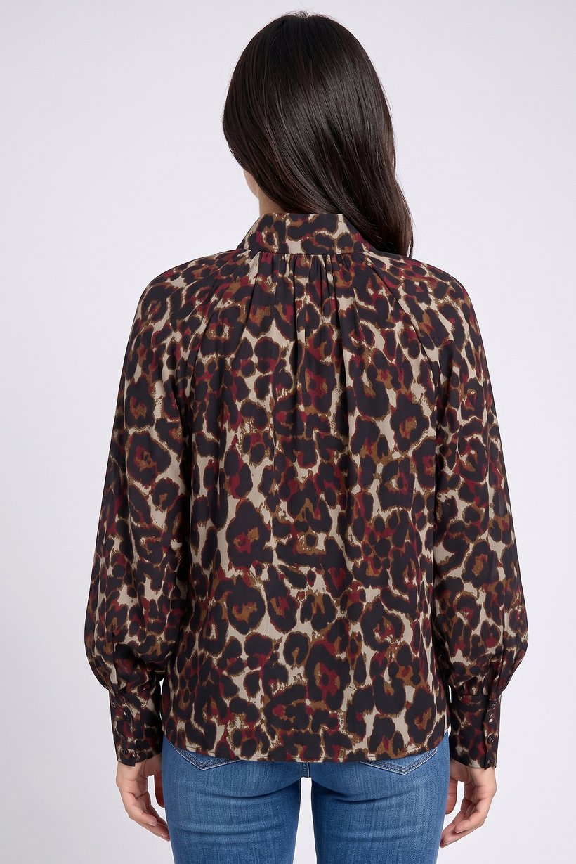 Women Mock Neck Allover Print Long Sleeve Top, Multicolor