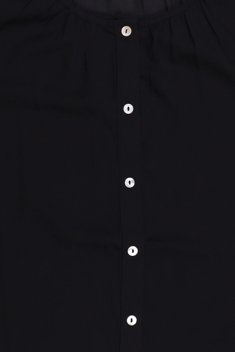 Women Round Neck Long Sleeve Plain Blouse, Black