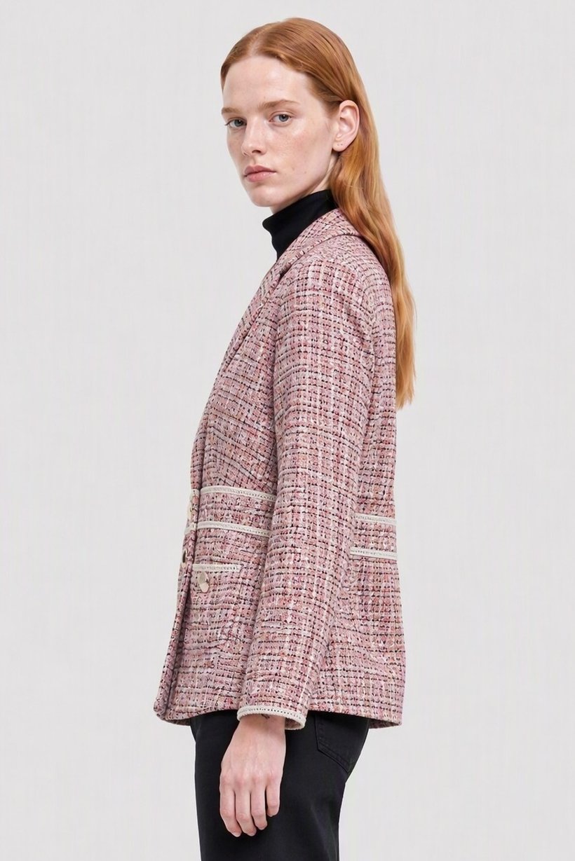 Women Regular Fit Textured Long Sleeve Blazer, Multicolor