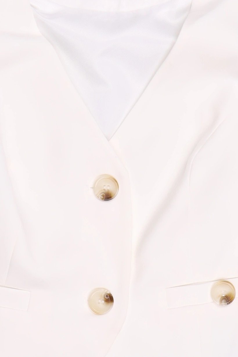 Women Regular Fit Solid Sleeveless Waistcoat, White